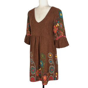 Reborn brown floral boho dress